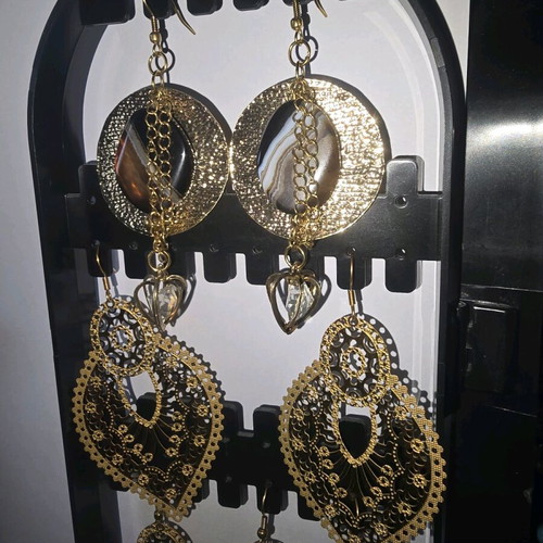 Stainless steel earrings new, pack of 4 pairs, gold color