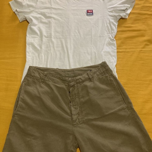 Diesel set with white T-shirt and brown bermuda shorts used, size M