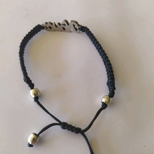 Bracelet for godmother with knitted and silver details