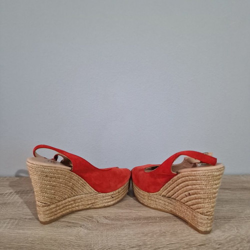 Gaimo red leather and suede wedge espadrilles sandals size 38 used