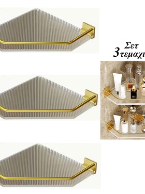 Bathroom corner shelves set of 3 acrylic with gold base new