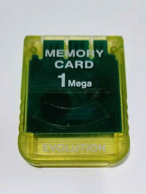 PlayStation Evolution Memory Card 1MB like new, yellow transparent