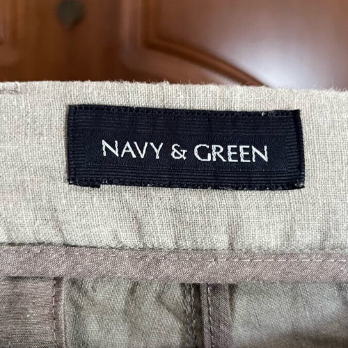 Navy & Green Linen Chinos Pants like new, beige, modern fit