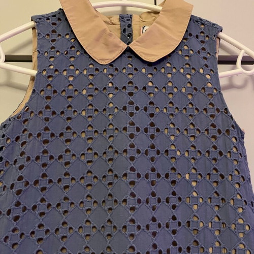 Girls' dress with guipure lace blue like new for 6 years old