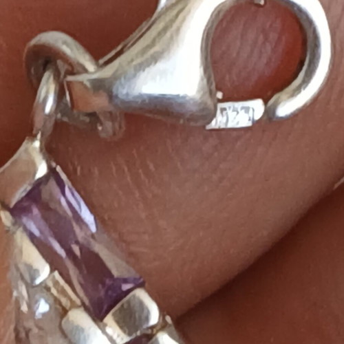 925 silver bracelet with zirconia and steel chain extension up to 19 cm