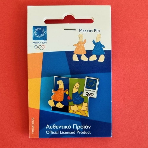 Olympic pin set Athens 2004 new, 2 pieces with Easter mascot 03