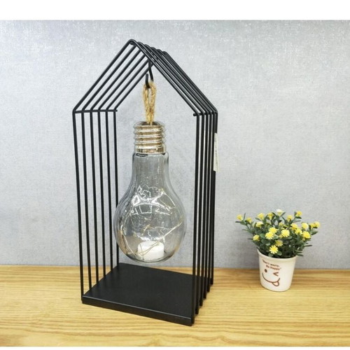 Decorative illuminated lamp new with metal base and glass