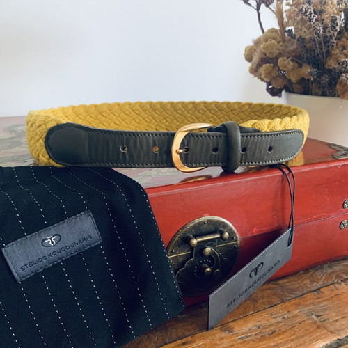 Stelios Koudounaris handmade yellow waist belt, size S/M