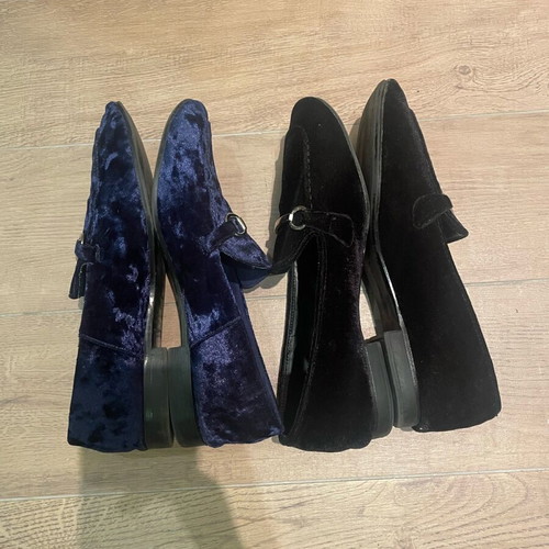 Loafers Bershka used, velvet blue and black, size 39, 2 pairs