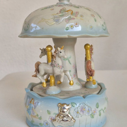 Vintage music carousel with unicorns like new