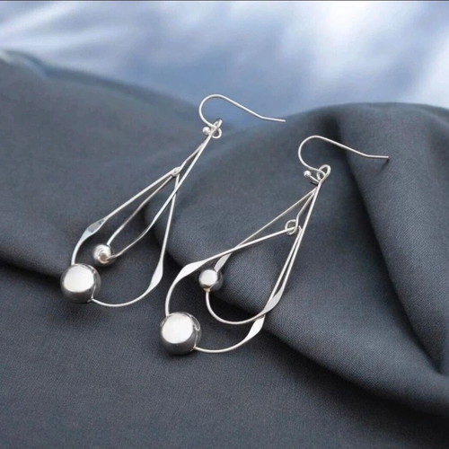 Earrings new in minimal lines, silver, hypoallergenic