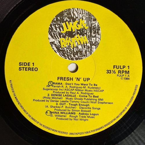 Fresh 'N' Up vinyl used, electronic music, 1984 UK edition