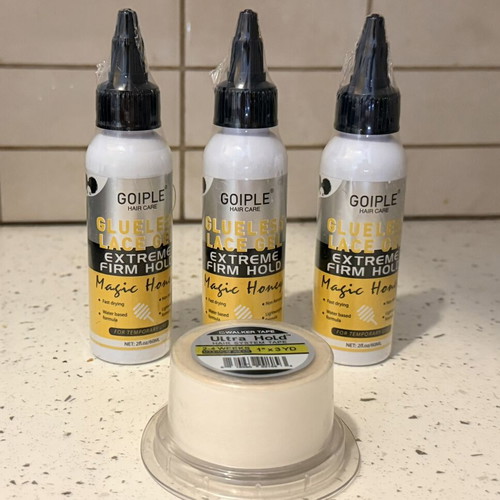 Goiple Extreme Hold Glue for Toupee 3 x 60ml and Hair System Tape