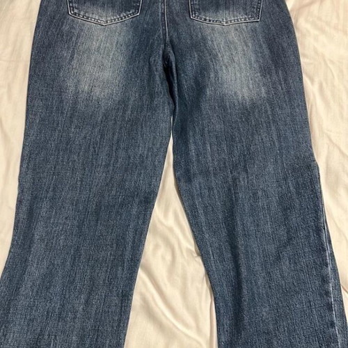 Ysatis women's high waist denim pants with elastic waist like new, blue