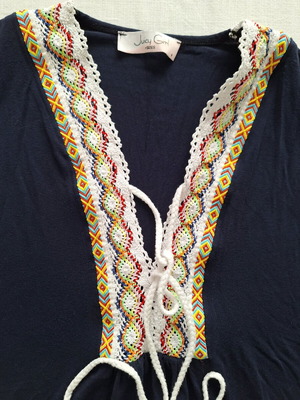 Makó blouse like new, size 4, blue with knitted details