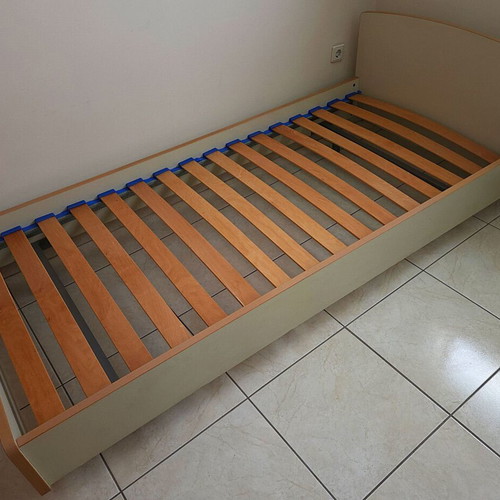DROMEAS Bed with Mattress and Protective Cover like new, 200x100 cm