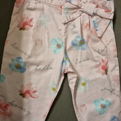 Lapin pants for 12-month girl like new, pink with flowers