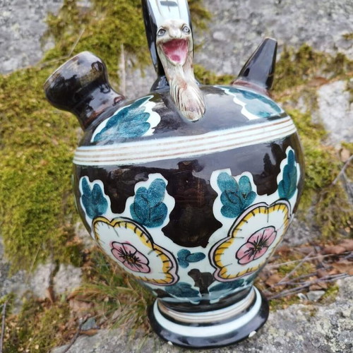 Handmade ceramic container for olive oil, wine used