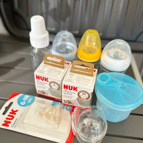 Small baby bottle set used NUK, Avent, MAM with silicone nipples