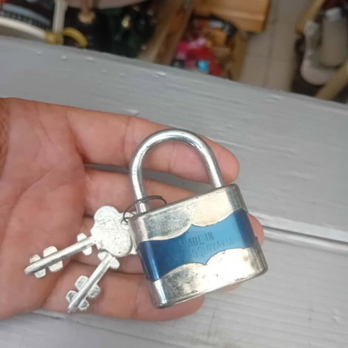 Vintage padlock used, made in former Czechoslovakia with two keys
