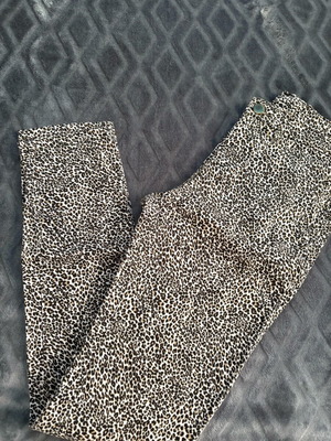 Zara basic παντελόνι λεοπάρ με δερμάτινες λεπτομέρειες σαν καινούργιο