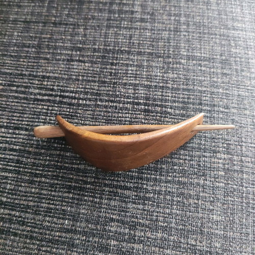 Hair accessory wooden brown barrette new