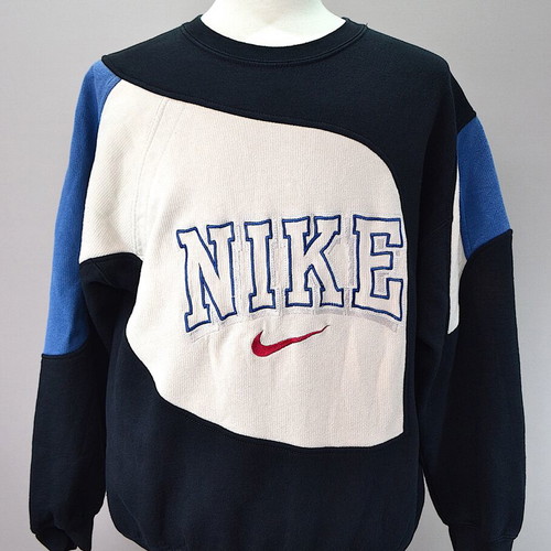 Nike reworked corduroy sweater size L, blue and beige