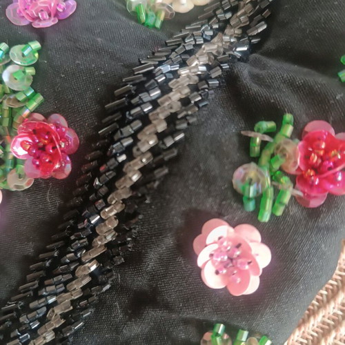 Paradis d’Enfer handbag like new, black with sequins and floral details
