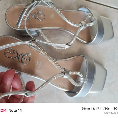 Exe silver leather sandals size 37 like new