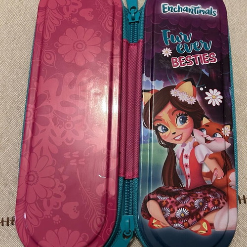 Mattel Enchantimals Metal School Pencil Case like new