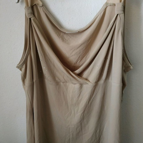 Women's blouse used with strass details beige XL