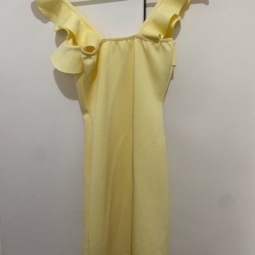 Missguided Pastel Yellow Frill Mini Dress like new