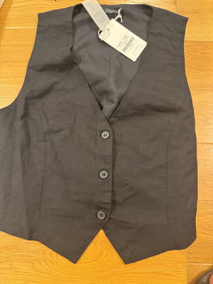 Linen Ghanda vest new, black, size L