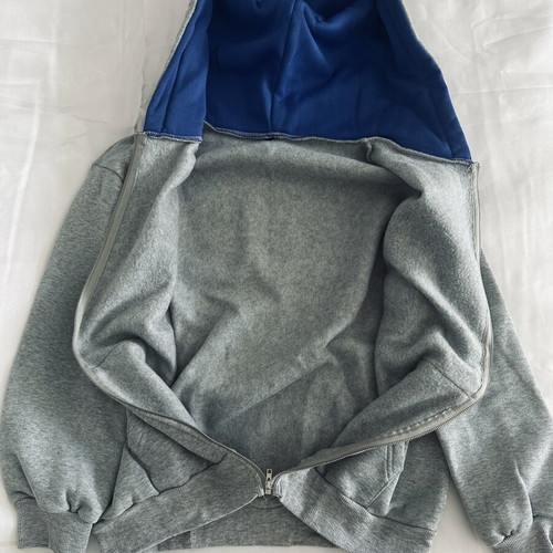 Zipped hoodie like new, gray with blue hood, size XS