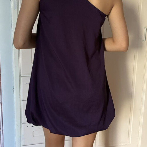 Forever 21 Y2K Purple One Shoulder Ruffle Bubble Dress Size M Like New