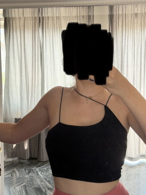 Zara black asymmetrical crop top medium like new