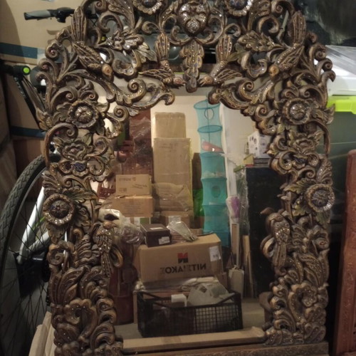 Carved wooden mirror from Thailand like new
