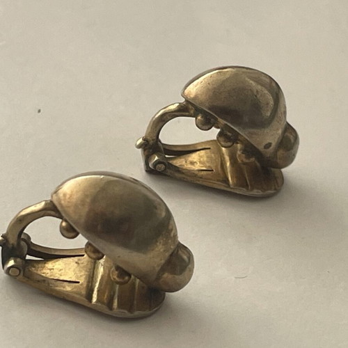 Vintage Zolotas ladybug clip-on earrings used, gold-plated silver 950