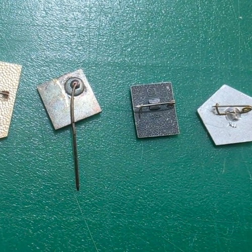 Set of 4 Soviet Union worker and scientist lapel pins