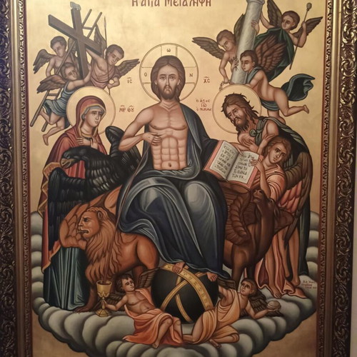 Holy Communion handmade icon like new, 90x70 cm with frame