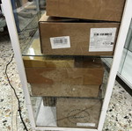 Professional Display Cabinets used, metal and glass, sliding doors, set of 2