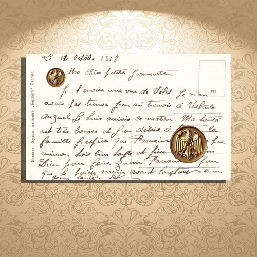 Ta Velesa chromolithograph postcard used, 1918, North Macedonia