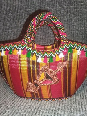 Χειροποίητο διακοσμητικό καλάθι καινούργιο με παραδοσιακό μοτίβο