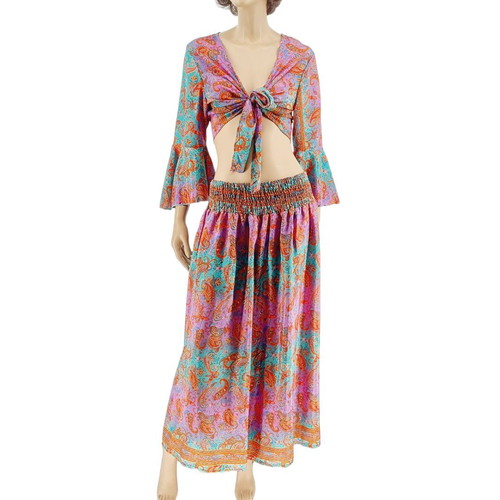 Pure 2-piece set palazzo pants and top new, multicolor, silk
