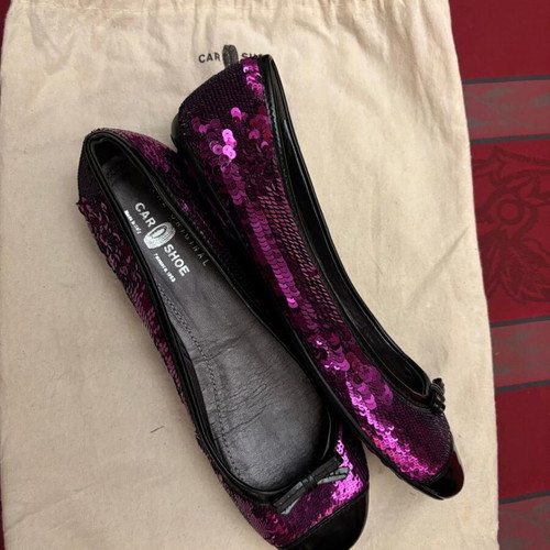 Car Shoe ballerinas like new with purple sequins and black patent leather size 37