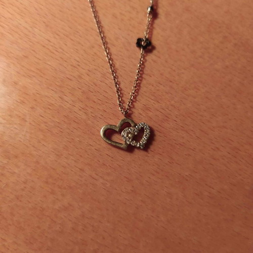 Silver necklace hearts 925 with zirconia new