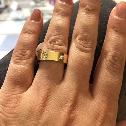 Love ring gold stainless steel with zirconia new