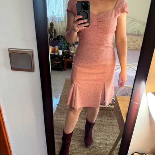 Club Monaco pink dress used, size S/XS, wool and silk blend