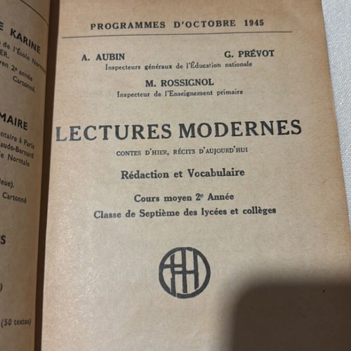 Lectures Modernes French textbook used, vintage 1950 edition