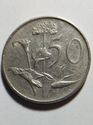 South Africa 50 Cents Coin 1975 used